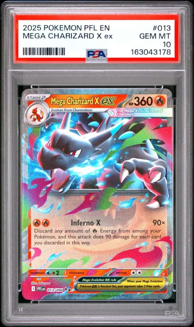 2025 POKEMON PFL EN-PHANTASMAL FLAMES #013 MEGA CHARIZARD X EX PSA 10