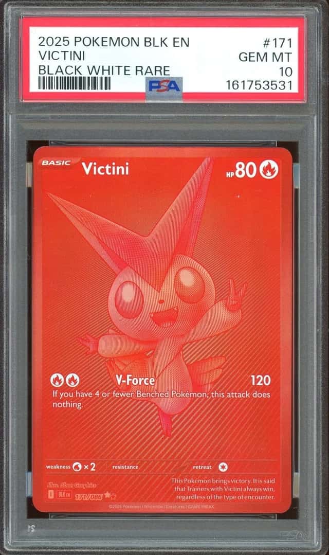 2025 Pokemon TCG Black Bolt EN #171 Victini ex Black White Rare PSA 10