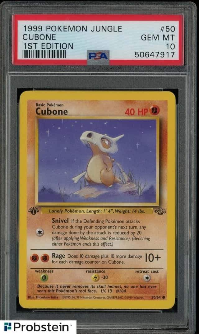 1999 Pokemon Jungle 1st Edition #50/64 Cubone PSA 10 GEM MINT
