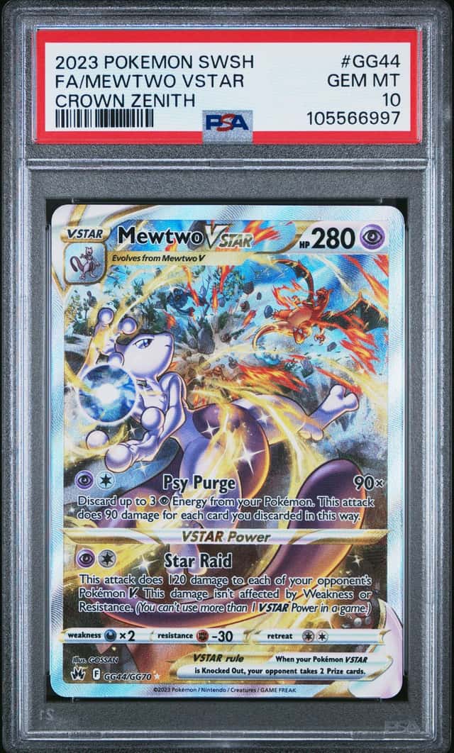 2023 Pokemon SWSH Crown Zenith Full Art Mewtwo VSTAR PSA 10 #GG44/GG70