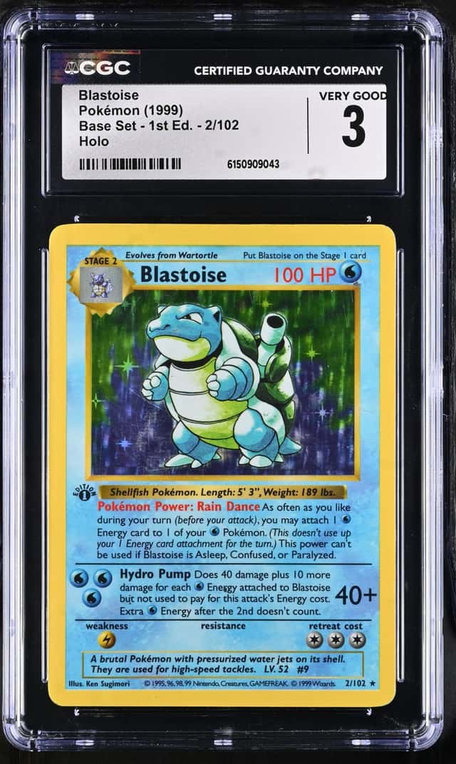 1999 Pokemon Base Set 1st Edition #2 Blastoise Holo CGC 3 VG