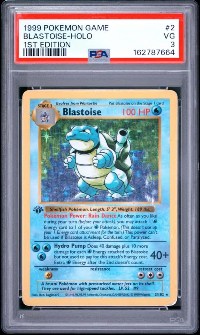 1999 POKEMON BASE SET 1ST EDITION #2 BLASTOISE-HOLO PSA 3