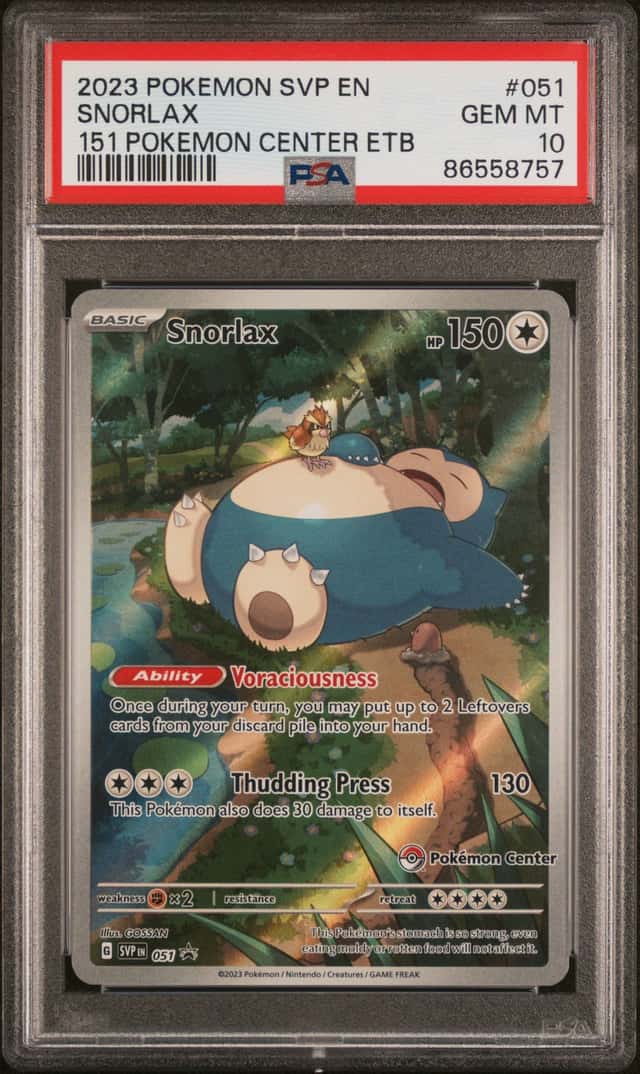 2023 Pokemon SVP 151 Pokemon Center ETB Snorlax PSA 10 #051