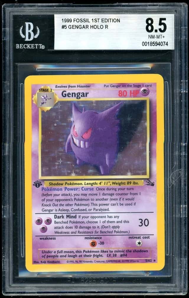 1999 Pokemon Gengar HOLO R Fossil 1st Edition BGS 8.5