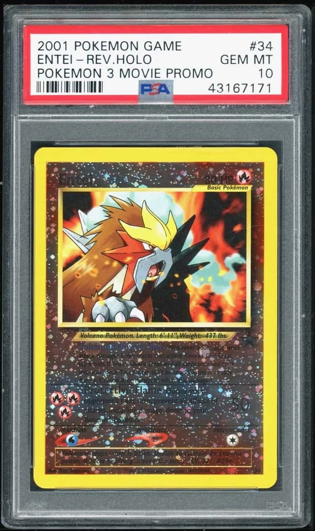 2001 POKEMON ENTEI-REV.FOIL POKEMON 3 MOVIE PROMO GAME MOVIE #34 PSA 10