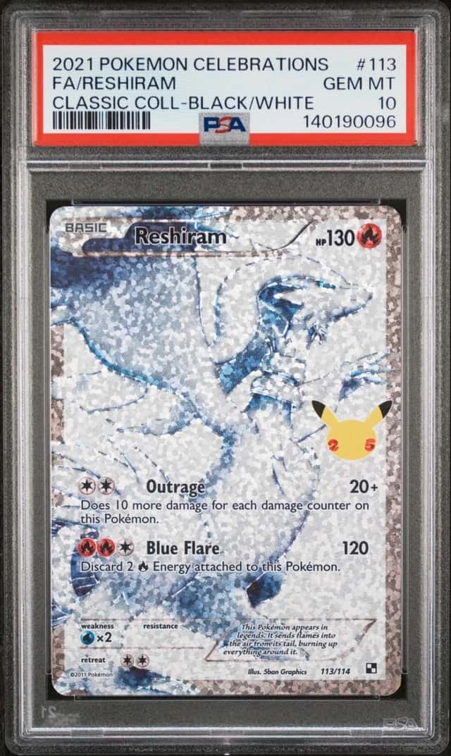 2021 POKEMON CELEBRATIONS CLASSIC COLLECTION #113 FULL ART/RESHIRAM PSA 10