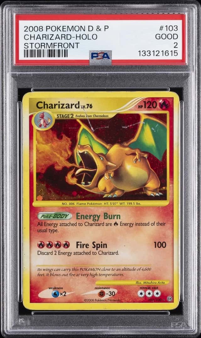 2008 POKEMON DIAMOND & PEARL STORMFRONT #103 CHARIZARD-HOLO PSA 2