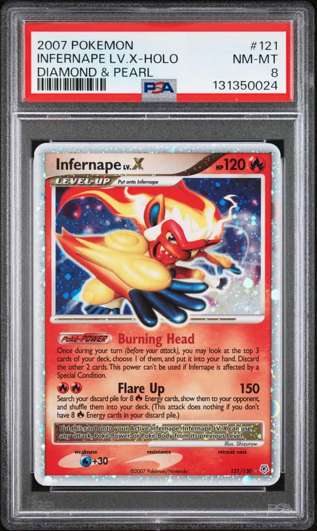 Infernape LV.X 2007 Pokemon Diamond & Pearl 121/130 Holo PSA 8 English