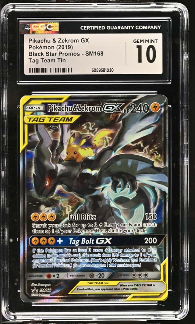 PIKACHU & ZEKROM GX POKEMON 2019 BLACK STAR PROMOS #SM168 TAG TEAM CGC 10 Q7285