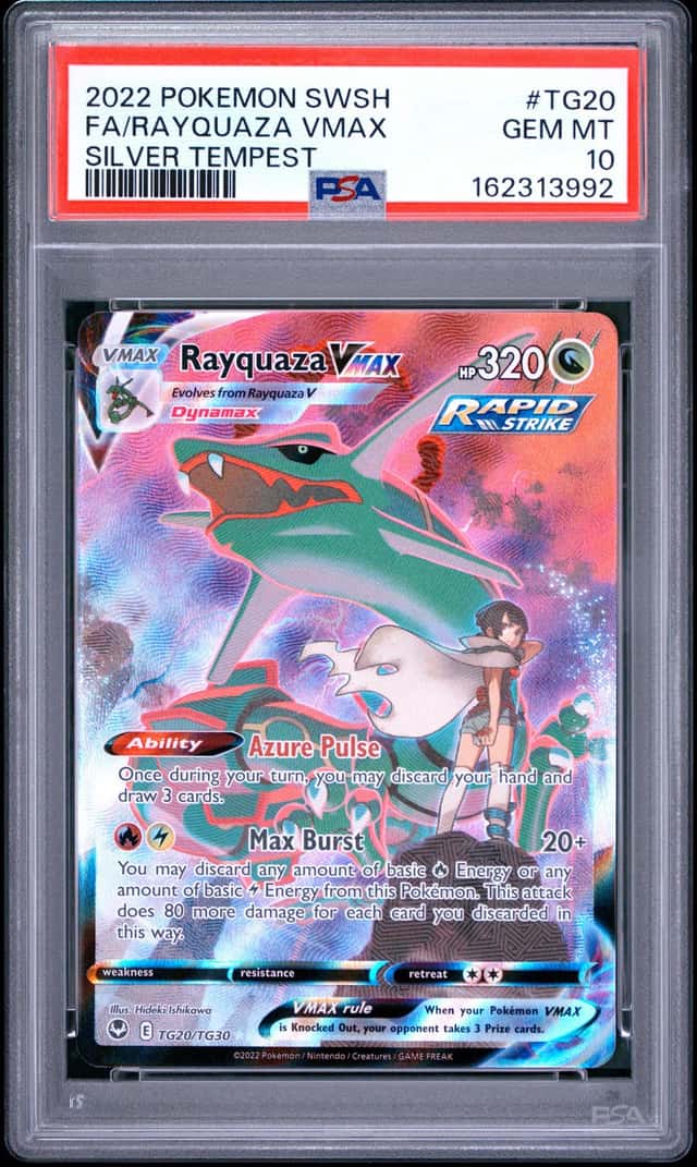 2022 POKEMON SWORD & SHIELD SILVER TEMPEST #TG20 FULL ART/RAYQUAZA VMAX PSA 10