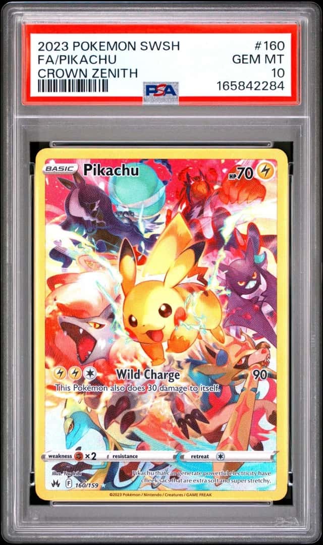 2023 POKEMON SWORD & SHIELD CROWN ZENITH #160 FULL ART/PIKACHU PSA 10