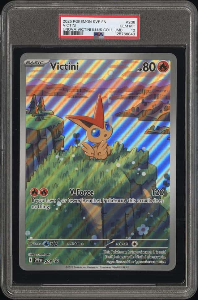 2025 POKEMON SVP UNOVA VICTINI ILLUSTRATION COLLECTION JUMBO #208 VICTINI PSA 10