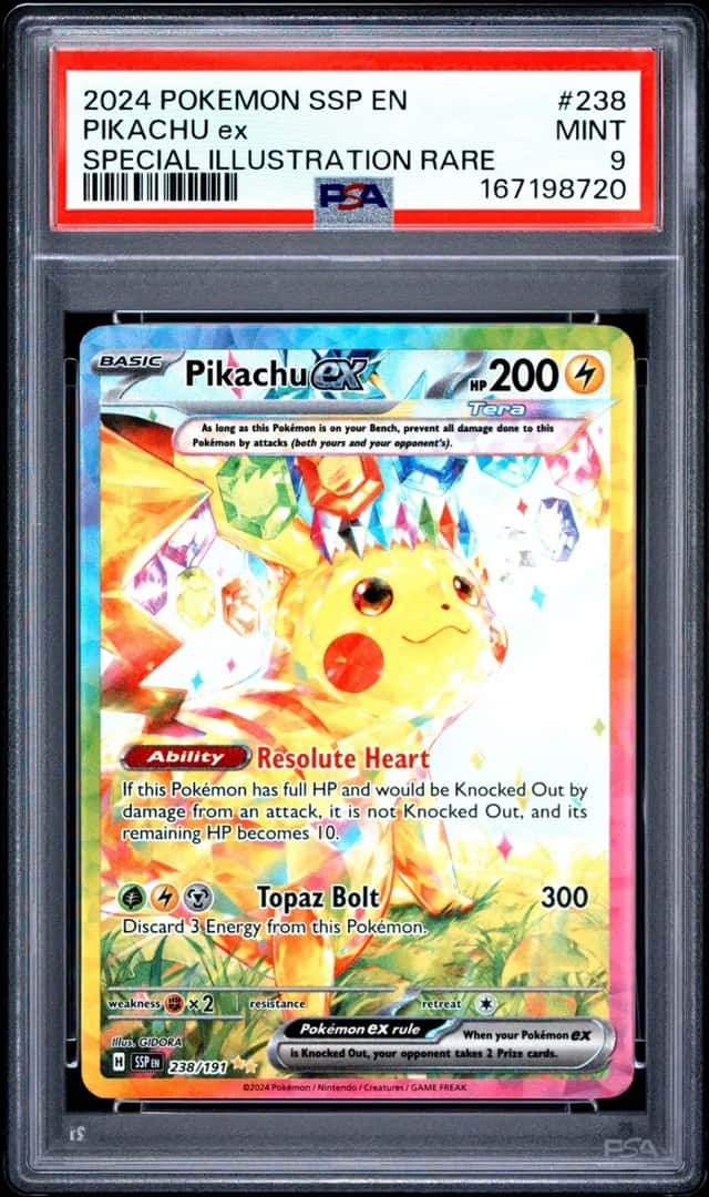 2024 POKEMON SSP EN-SURGING SPARKS SPECIAL ILLUSTRATION RARE PIKACHU EX PSA 9