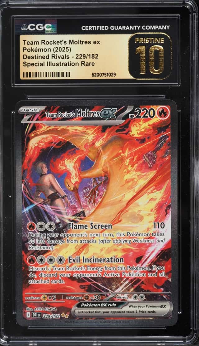 2025 Pokemon Scarlet & Violet Destined Rivals SIR Team Rocket's Moltres Ex #229 CGC 10 PRISTINE