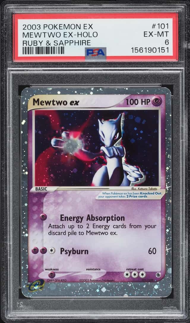 2003 Pokemon EX Ruby & Sapphire Holo Mewtwo EX #101 PSA 6 EXMT