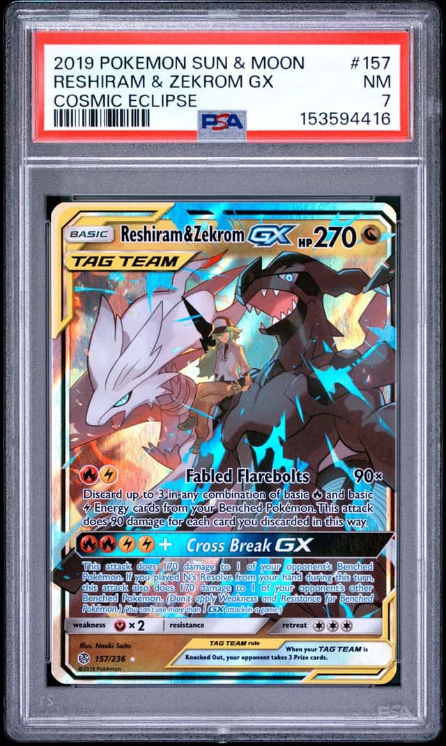 2019 Pokemon Sun and Moon Cosmic Eclipse Reshiram/Zekrom Gx #157