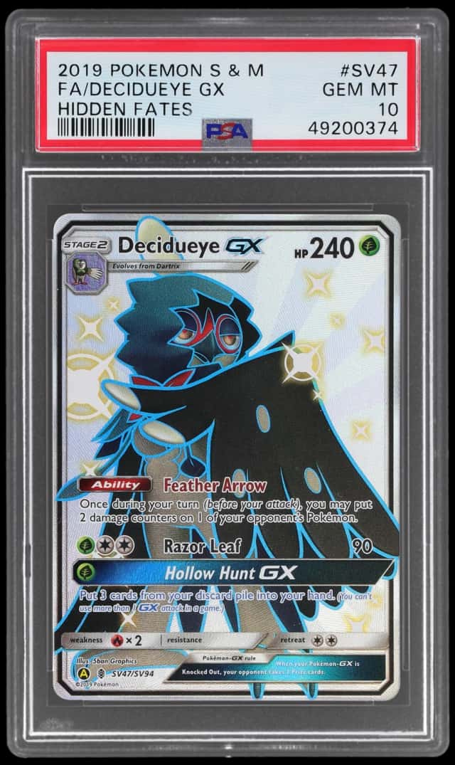 2019 Pokemon Sun and Moon Hidden Fates Shiny Vault Decidueye Gx #SV47
