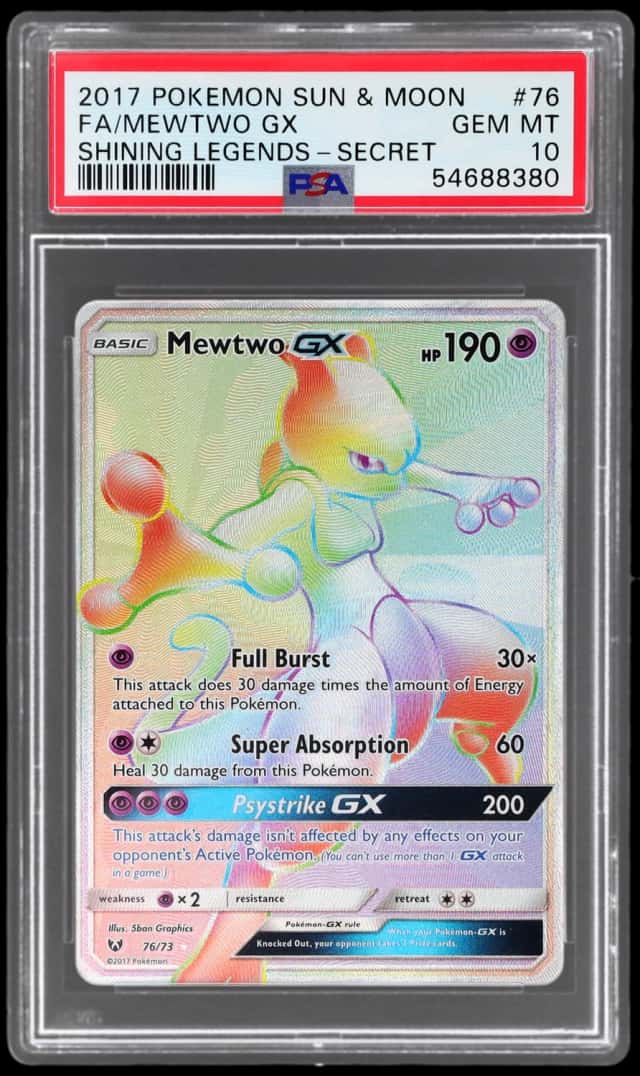 2017 Pokemon Sun and Moon Shining Legends Secret Rare Mewtwo Gx #76
