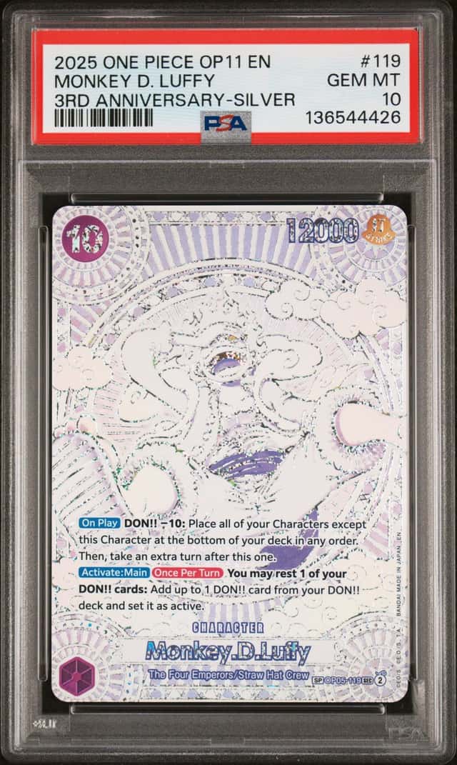 2025 One Piece A Fist of Divine Speed 3rd Anniversary Silver Monkey D. Luffy #OP05-119