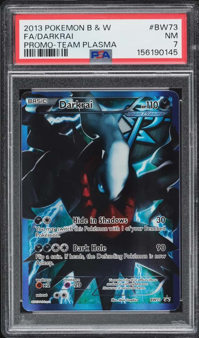 2013 Pokemon Black & White Black Star Promo Team Plasma Full Art Darkrai #BW73 PSA 7 NRMT