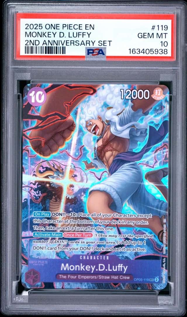 One Piece Monkey D. Luffy English 2nd Anniversary OP05-119 PSA 10 Gem Mint