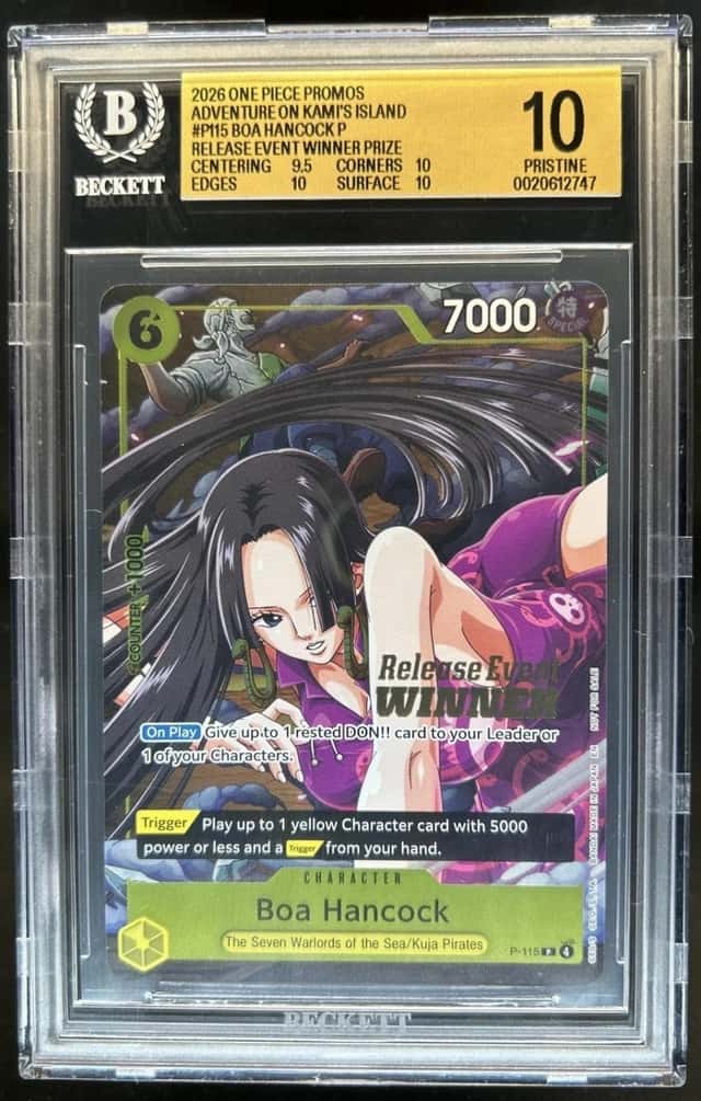 2026 One Piece Promos Kami's Island Boa Hancock Release Winner #P-115 BGS 10