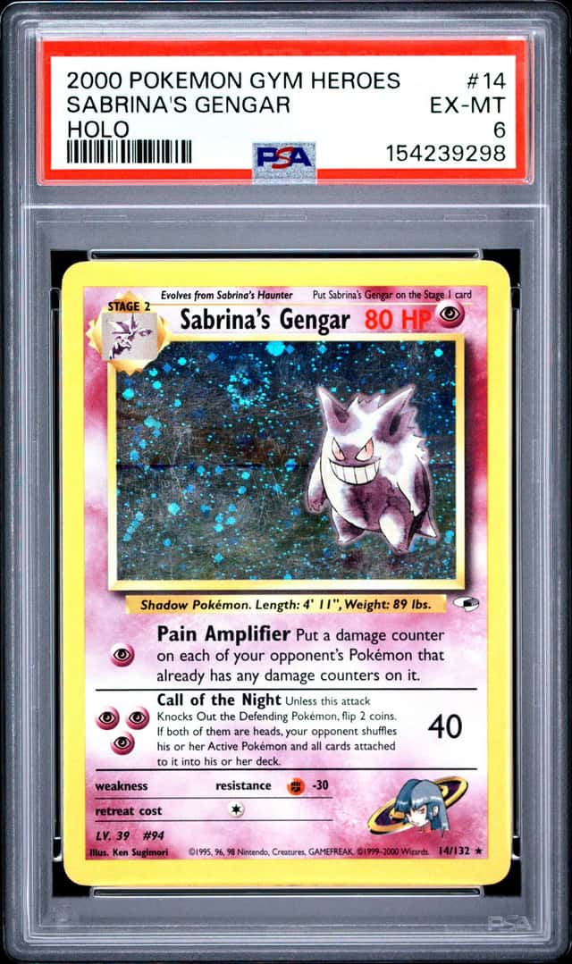 Pokemon Card - PSA 6 Sabrina's Gengar 14/132 - Gym Heroes Holo - EX-MT PSA6