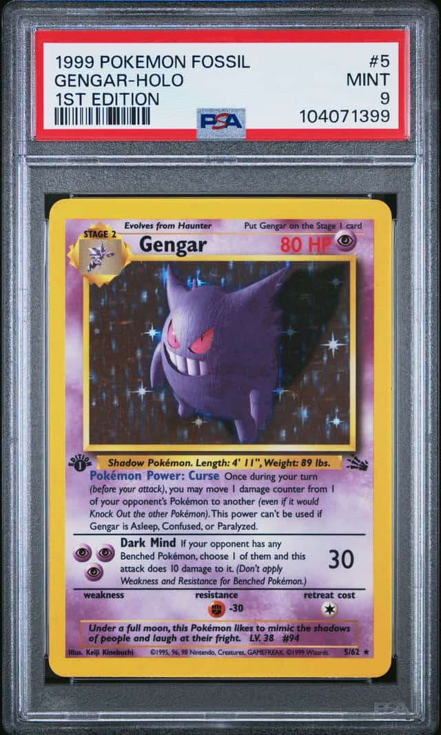 1999 Pokemon Fossil 1st Edition #5 Gengar Holo PSA 9 MINT