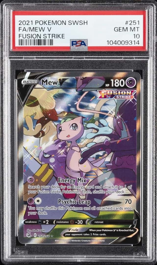 2021 POKEMON SWORD & SHIELD FUSION STRIKE #251 FULL ART/MEW V PSA 10