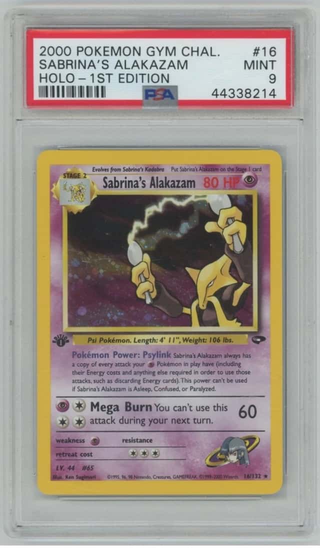 2000 Pokemon Gym Challenge Holo 1st Edition Sabrina’s Alakazam PSA 9 #16/132