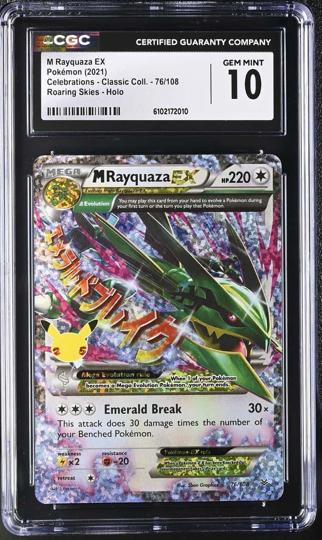 2021 Pokemon Celebrations Classic Coll. 76/108 M Rayquaza EX CGC 10