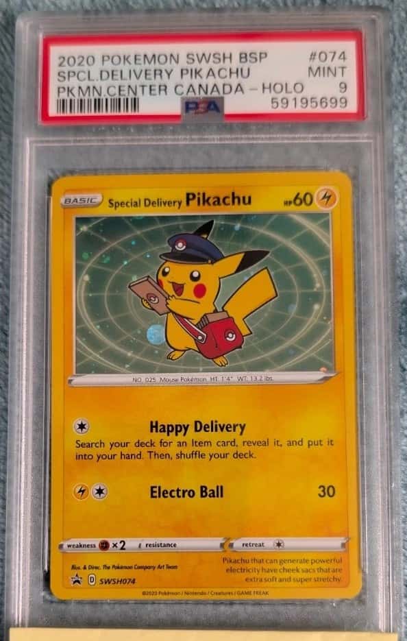 2020 POKEMON SWSH BLACK STAR PROMO #074 SPECIAL DELIVERY PIKACHU-HOLO PSA 9