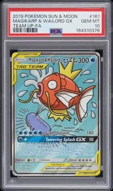 POKEMON MAGIKARP & WAILORD GX 2019 SUN & MOON TEAM UP #161 FA PSA 10
