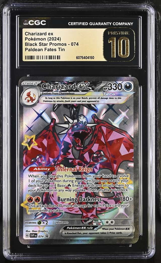 Pokemon Charizard ex 074 Paldean Fates Tin Black Star Promo CGC10