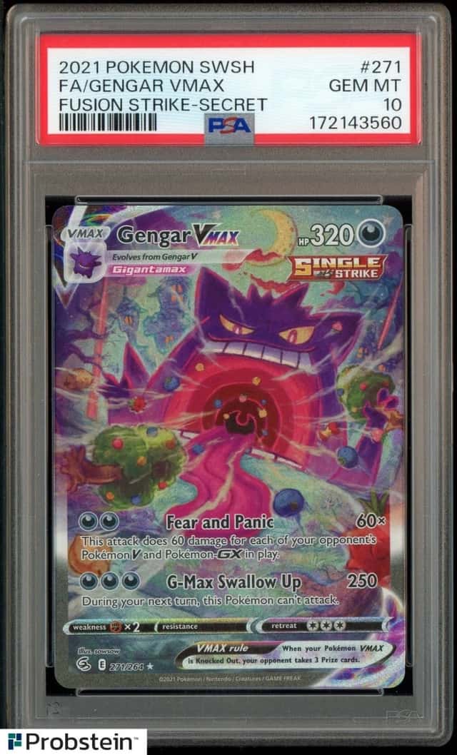 2021 Pokemon SWSH Fusion Strike Secret #271 FA Gengar VMAX PSA 10 GEM MINT