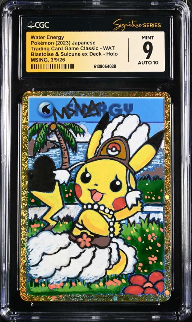 Pokemon CGC 9 AUTO 10 Water Energy Holo Pikachu MSING 2023 #WAT CLK Japanese