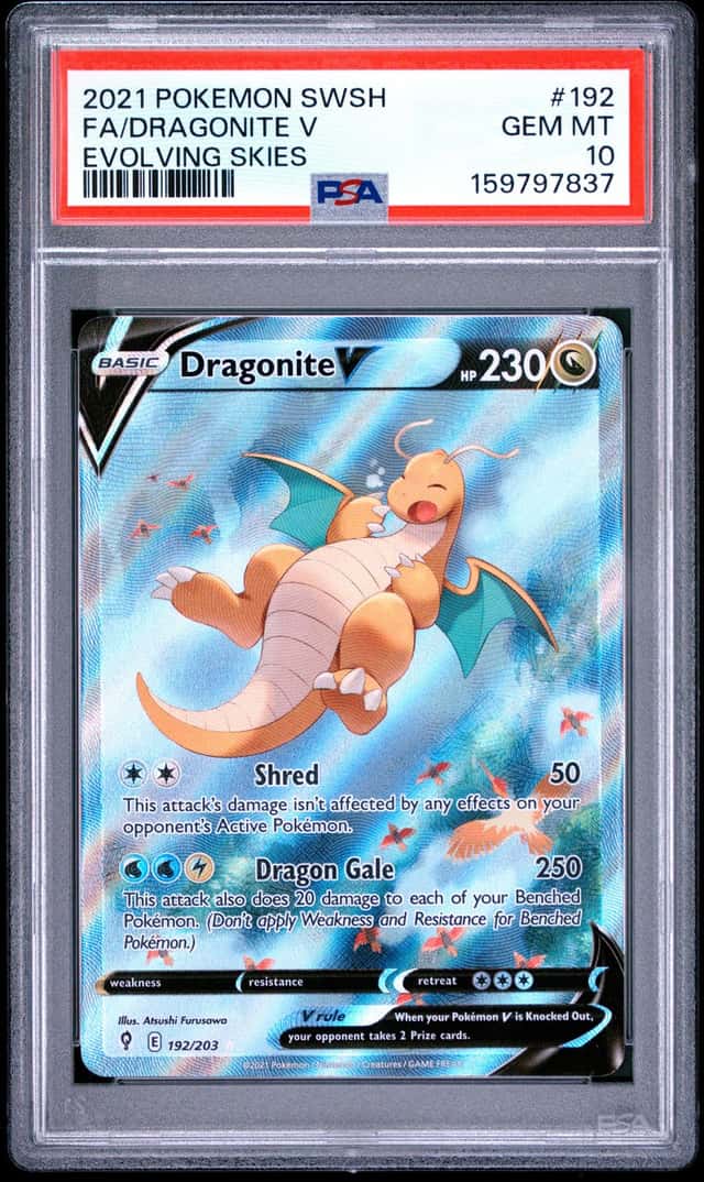 2021 Pokemon SWSH Evolving Skies Dragonite V Alternate Full Art #192/203 PSA 10