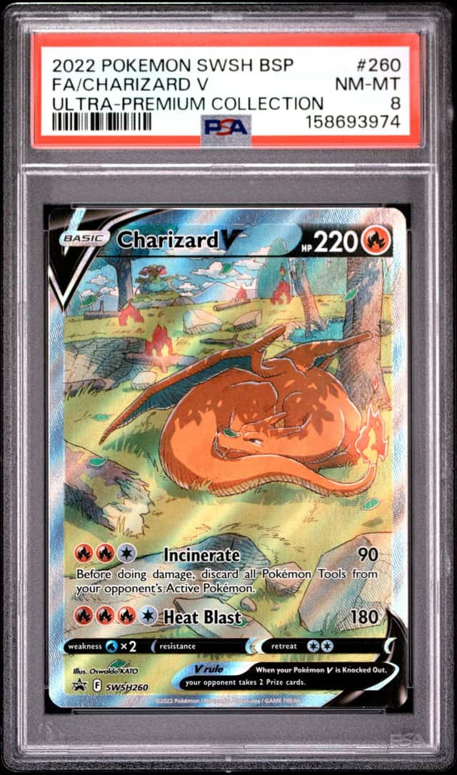 2022 POKEMON SWSH BLACK STAR PROMO #260 FA/CHARIZARD V UPC PSA 8