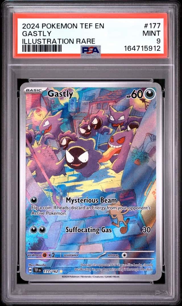 2024 POKEMON TEF EN-TEMPORAL FORCES ILLUSTRATION RARE #177 GASTLY PSA 9