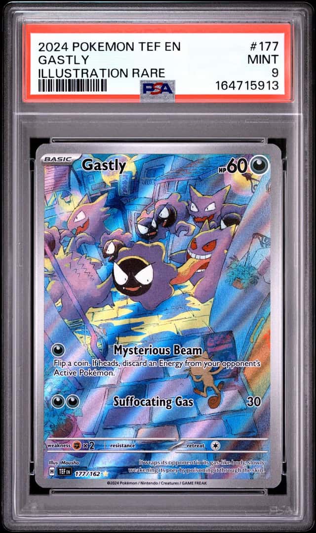 2024 POKEMON TEF EN-TEMPORAL FORCES ILLUSTRATION RARE #177 GASTLY PSA 9