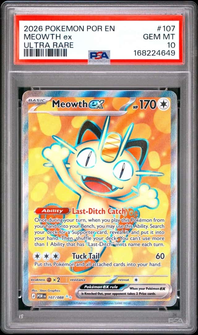 2026 POKEMON POR EN-PERFECT ORDER ULTRA RARE #107 MEOWTH EX PSA 10
