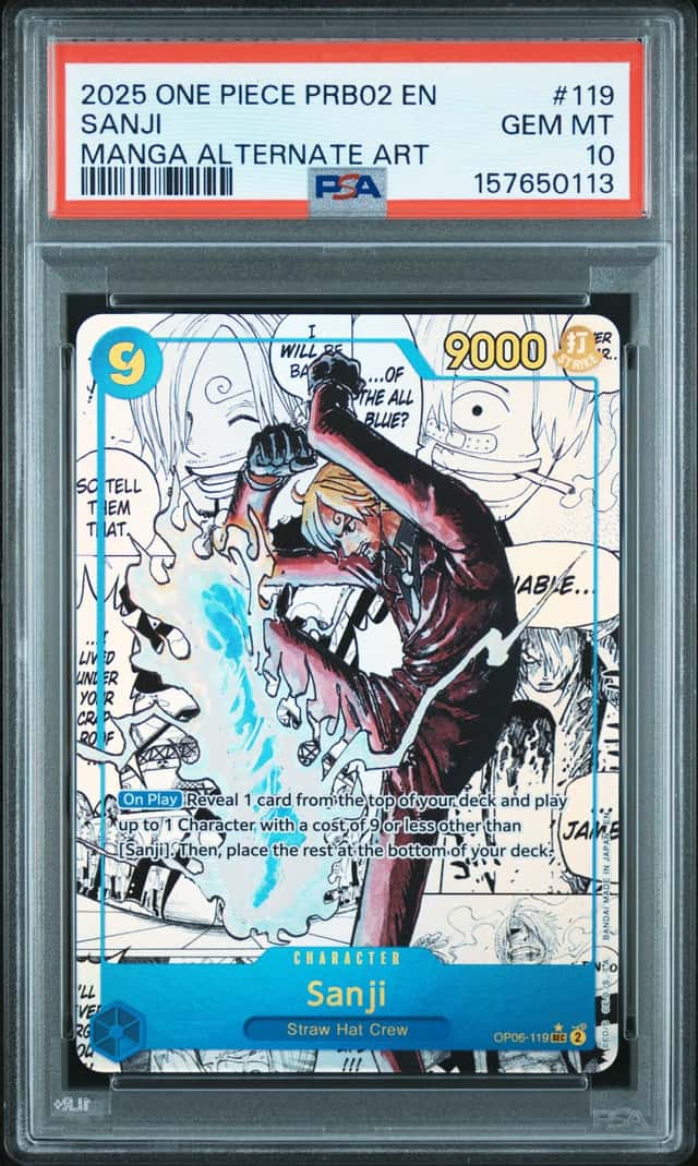 ONE PIECE SANJI 2025 PRB02 CARD THE BEST - VOL.2 #119 MANGA ALT ART PSA 10