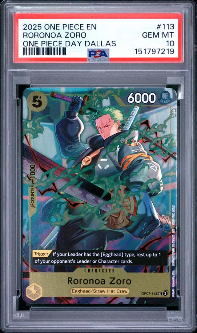 ONE PIECE RORONOA ZORO 2025 PROMOS #113 ONE PIECE DAY DALLAS PSA 10