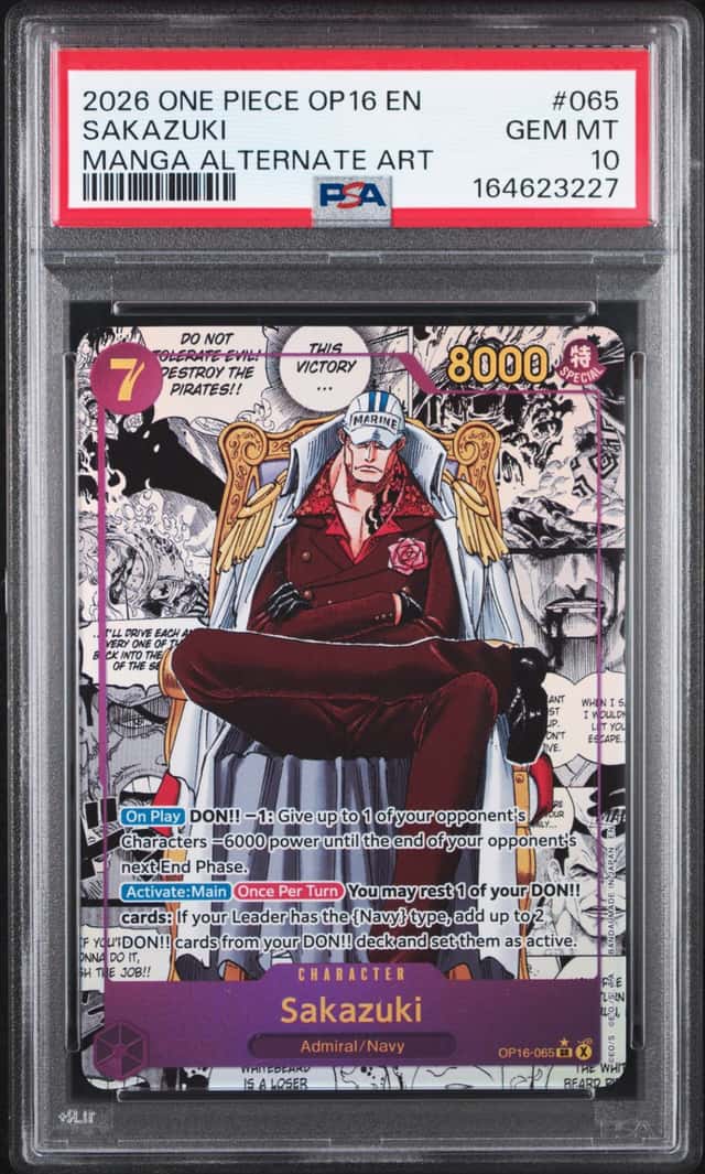 2026 One Piece OP16 EN Manga Alternate Art #065 Sakazuki PSA 10 GEM MINT