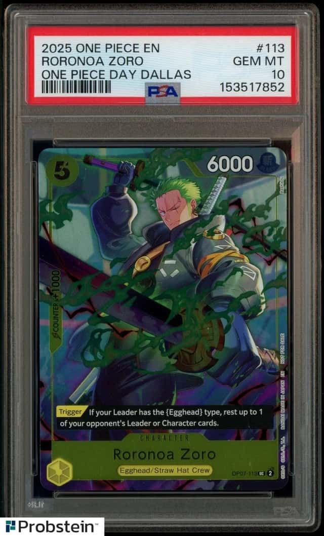 2025 One Piece En One Piece Day Dallas #113 Roronoa Zoro PSA 10 GEM MINT