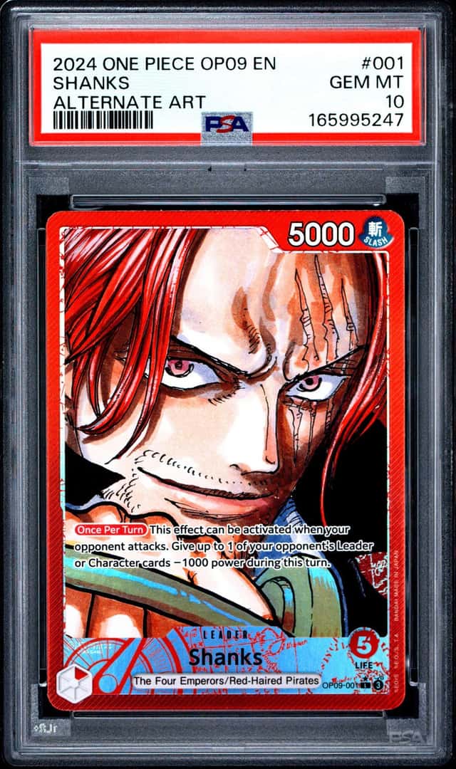 2024 ONE PIECE OP09-EMPERORS IN THE NEW WORLD ALTERNATE ART #001 SHANKS PSA 10