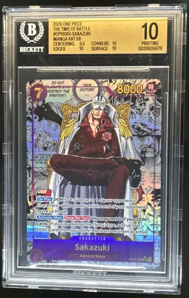 2026 One Piece The Time of Battle Sakazuki Manga Art SSP #OP16-065 BGS 10