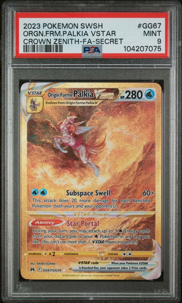 Pokemon Co. Origin Forme Palkia VSTAR Secret Rare Full Art GG67/GG70 PSA 9
