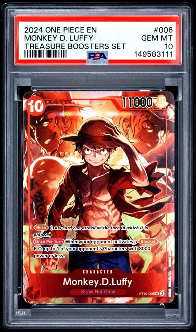 2024 ONE PIECE PROMOS TREASURE BOOSTERS SET #006 MONKEY D. LUFFY PSA 10