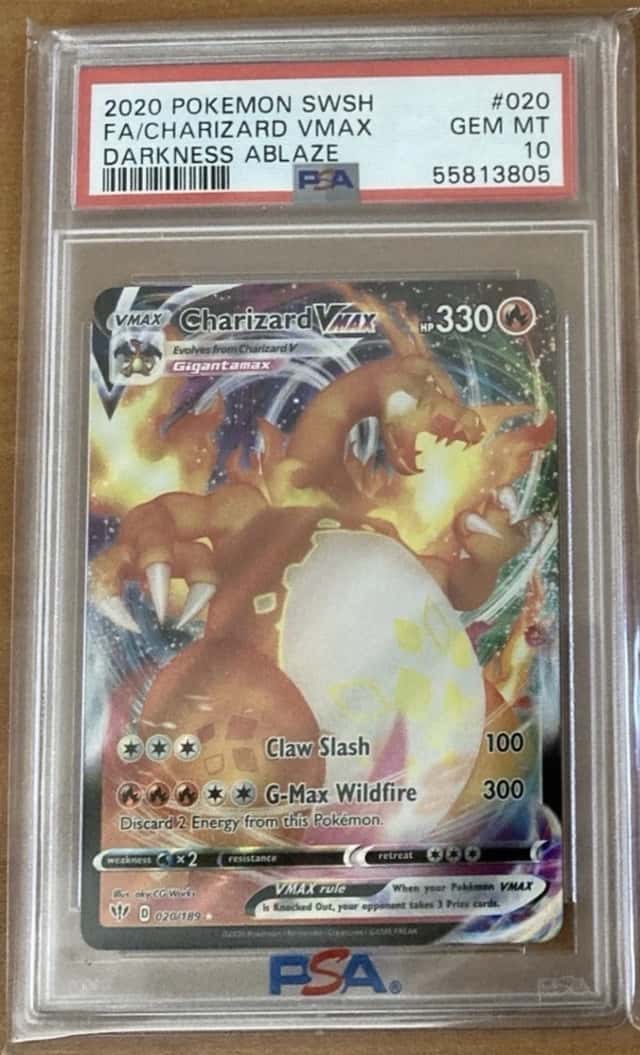 LOW POP Pokemon TCG Charizard VMAX 020/189 Darkness Ablaze Holo EN PSA 10